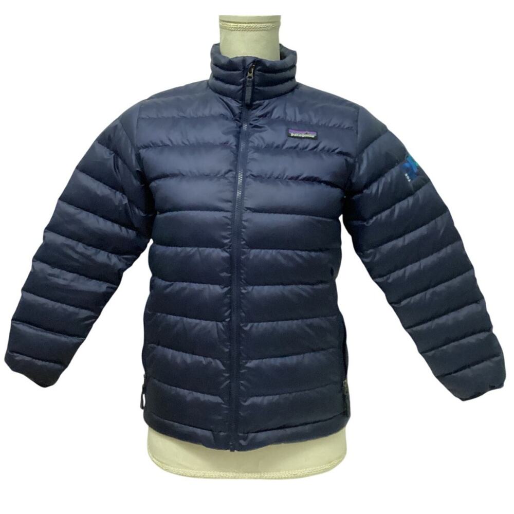 Patagonia Navy Blue Goose Down Puffer Zip Up Jacket Youth Medium Womens XS